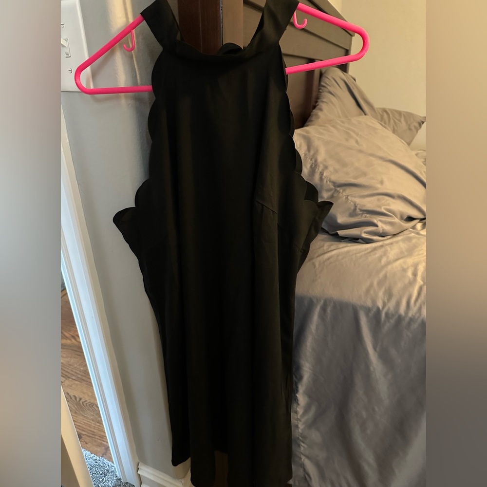 NWT SHEIN curve Black scallop trimmed dress